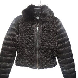 Bebe - Vintage Puffer Cropped with fur collar size M